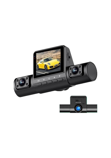 Yüksek Çözünürlüklü 1080p Kızılötesi Gece Görüşlü Park İzleme Sürüş Kaydedici, Özellikler: 3 Lens