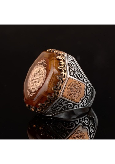 David Yıldızı Erkek Yüzüğü, El Yapımı Yüzük, 925 Ayar Gümüş Erkek Yüzüğü Gümüş