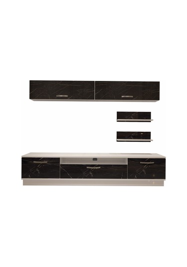 Decoraktiv Trendstyle 5 Slm Tv Ünitesi Tv Sehpası Beyaz - Siyah Mermer