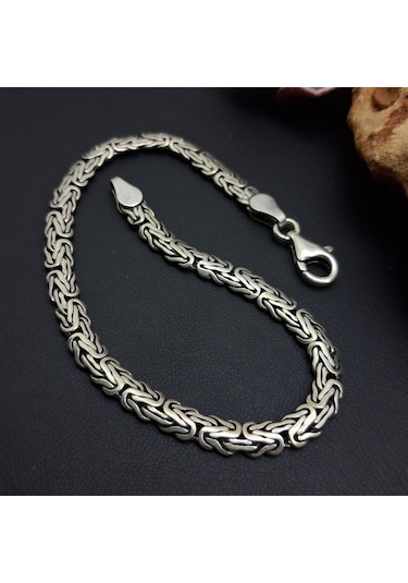 925 Ayar Gümüş Balıksırtı Kral Model Bileklik 5 Mm