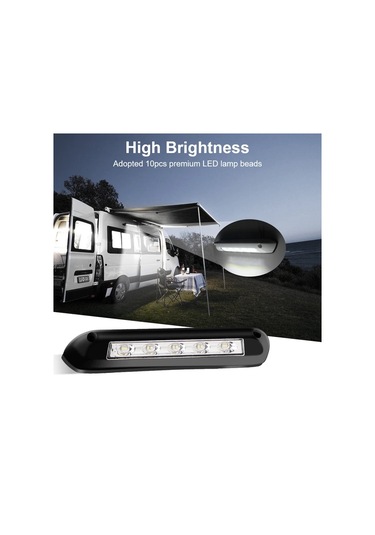 Boatshop1 Siyah 12v 24v Led Karavan Duvar Lambası Çok Renkli Abs Dış İç Aydınlatma Rv Veranda