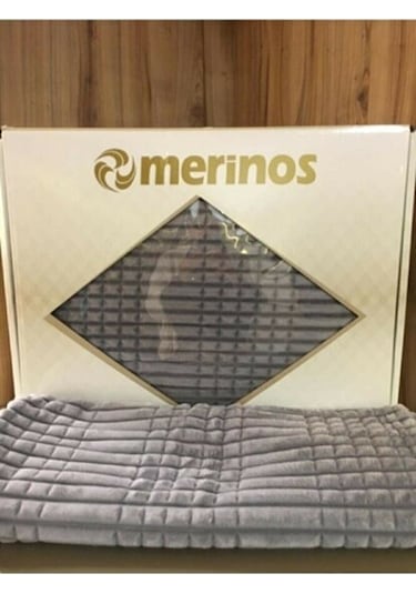 Merinos Modern Line Çift Kişilik 3 Parça Battaniye Seti Açık Gri