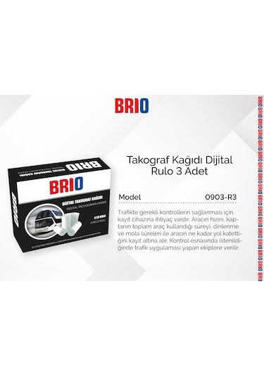 Brio Takograf Kağıdı Dijital Rulo 3 Lü 10 Paket