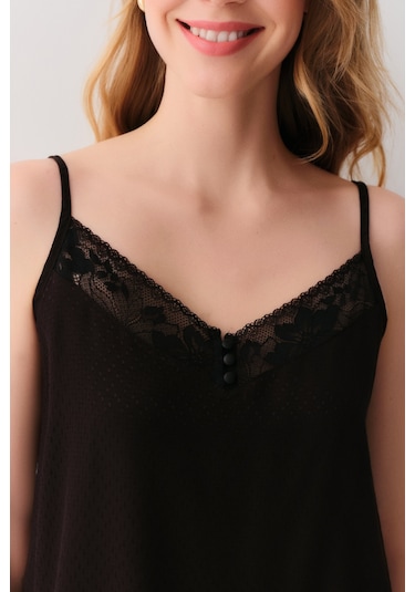 Suwen Amour Kısa Gecelik Sh26101613012 Siyah