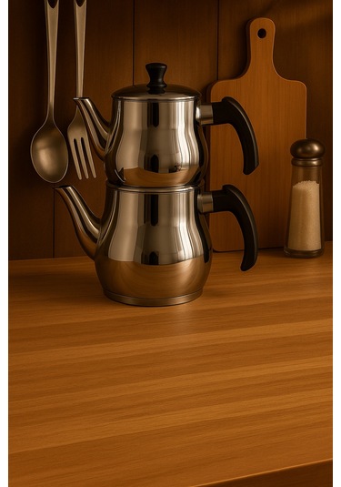 Yunusoğlu Home Klasik Çaydanlık Takımı 0,8l Demlik 1,25l Alt Demlik Paslanmaz Çelik Soğuk Tutma Saplı Gri