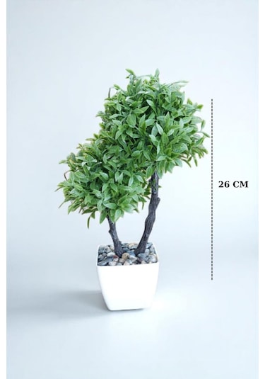 26 Cm Saksılı 2 Dal Yapay Şimşir Ağacı,yapay Çiçek
