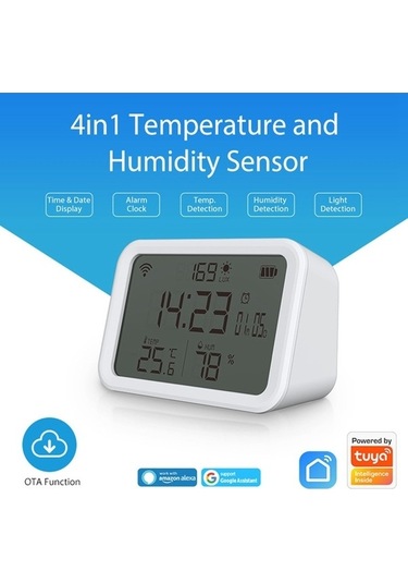 Novahub Neo Nas-cw01w 4'ü 1 Arada Çok İşlevli Sensör, 2,4 Ghz Wi-fi Sıcaklık/nem Dedektörü, Çift Modlu Saat/parlaklık