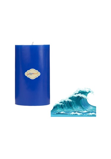Okyanus Kokulu 7x10 Mavi Renk Silindir Mum Mavi