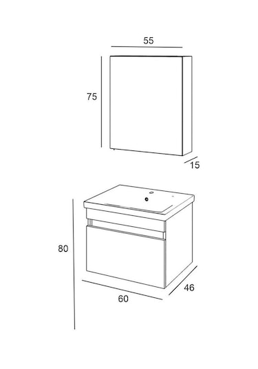 Denko More 65 Cm Mdf Siyah Banyo Dolabı Takımı Siyah
