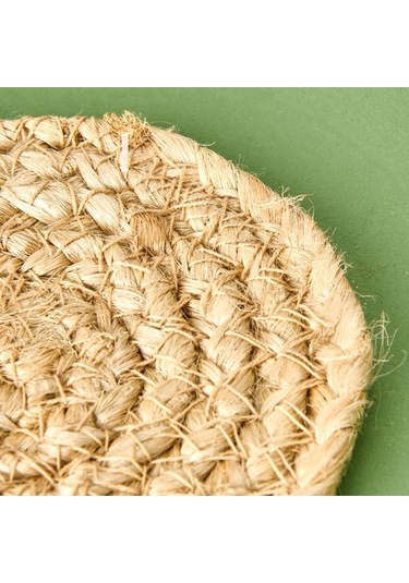 Kpm 4'lü Jüt Bardak Altlığı Seti - Kahverengi - 10 Cm Kahverengi