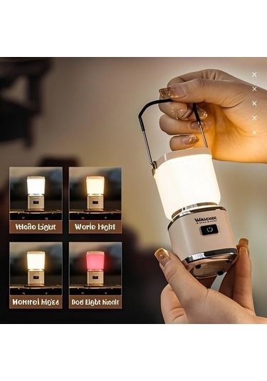 Pazly Usb Şarjlı Ipx5 Su Geçirmez Kamp Feneri, 3 Işık Modu, 2000mah Pil, Taşınabilir Çadır Aydınlatıcısı - Lacivert Çok Renkli Çok Renkli