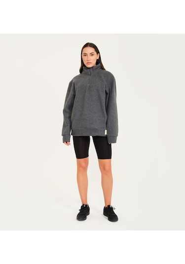 Nors Vanir Basic Yarım Fermuarlı Polar Sweatshirt Gri 001