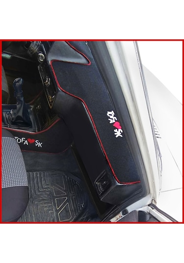 Tofaş Şahin Doğan Kartal Alçak Düşük Torpido Koruma & Vites Konsol Yan Kaplama Halısı - Nakışlı Siyah