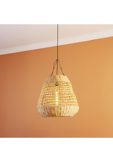 Yansı Doğal Rattan Lamba 51x51 Cm. Bej