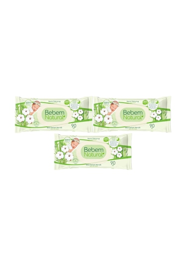 Bebem Natural Islak Mendili Narin Dokunuş/yenidoğan 90 Yaprak 3lü 3'lü Set