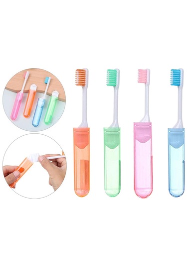 Suntek 4 Adet Taşınabilir Seyahat Katlanır Diş Fırçası