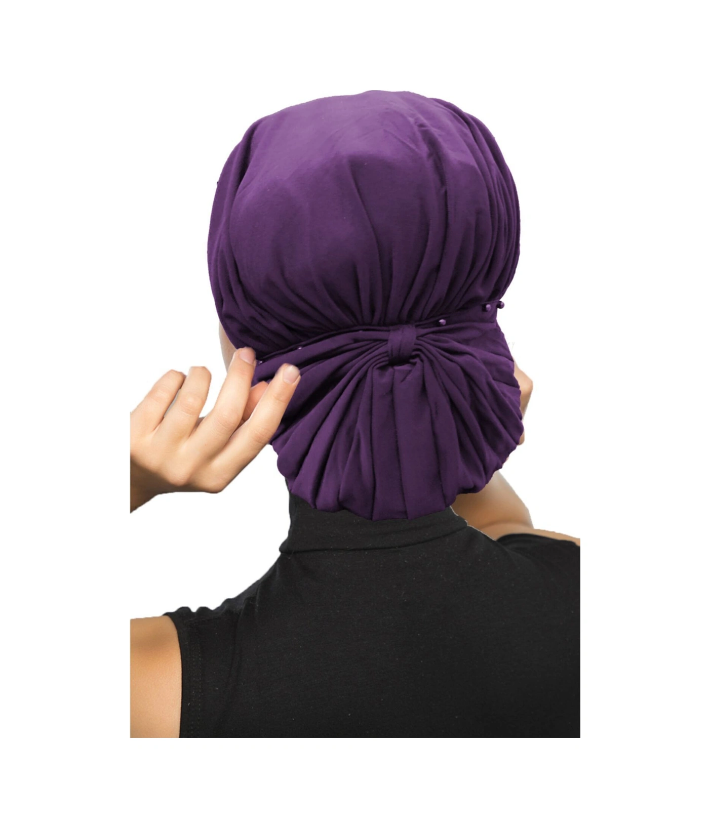 Topuzlu Mor Hazır Türban Tesettür Bone Mor