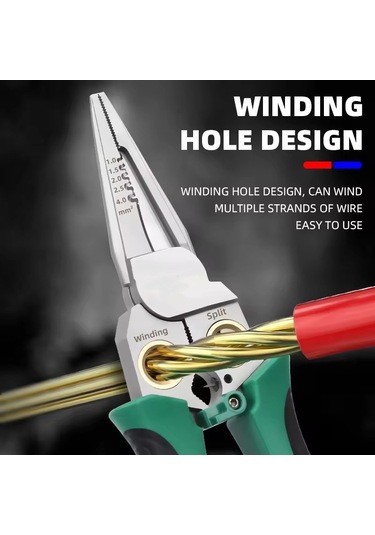 Mengtuo 7'si 1 Arada Paslanmaz Çelik Tel Sıyırma Iğnesi Kargaburun Kaymaz Çok Fonksiyonlu Tel Sıyırıcı İle Test Kalemi Elektrikçi Pensesi Yeşil