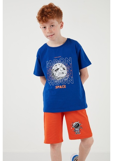 Lela Pamuklu Regular Fit Bisiklet Yaka Şortlu Alt-Üst Erkek Çocuk Takım 6212008 Saks