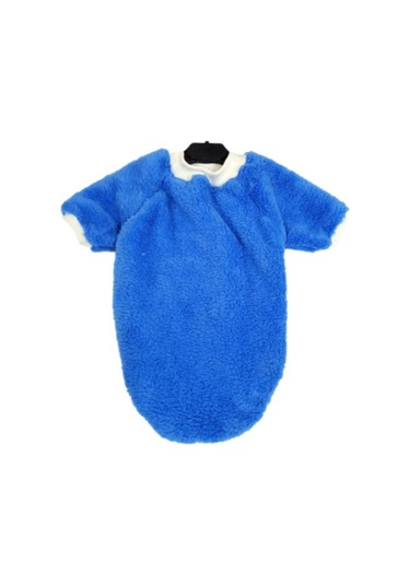Welsoft Kışlık Lastikli Mavi Kedi Köpek Kıyafeti Elbisesi XL