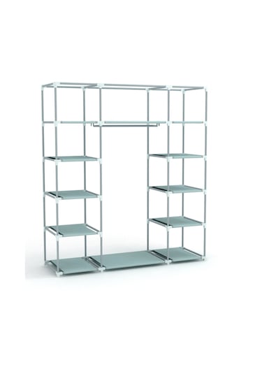 Dzgn Home Çift Yandan Raflı Plastik Bez Dolap Gardırop-pembe Pembe