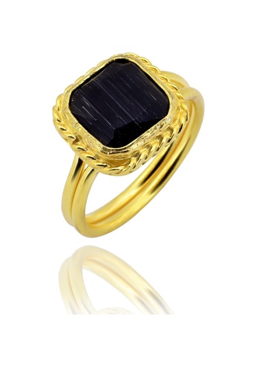 Beyisa  Güneş Taşı Serisi Sarma Kare Kesim Renkli 22 Ayar Altın Kaplama Kadın Üçlü Set