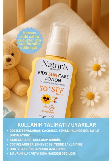 Çocuk Güneş Koruyucu Losyon Spf 50+ Pa+++ Yeni Nesil Koruma Ve Yoğun Nem - 200 Ml