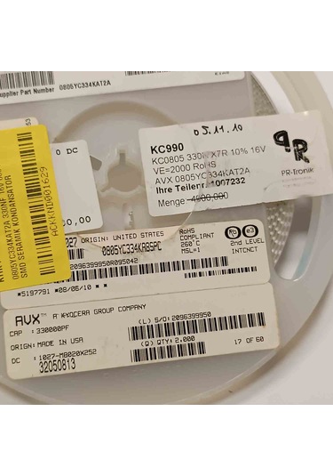 0805yc334kat2a 330nf 16v 805 Avx Smd Seramik Kondansatör 150 Adet