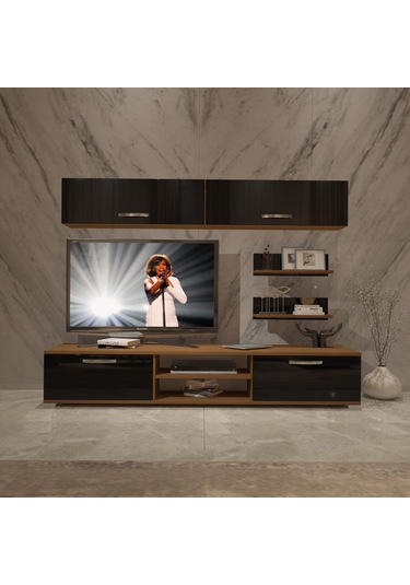 Decoraktiv Eko 5 Mdf Dvd Tv Ünitesi Tv Sehpası Ceviz - Siyah
