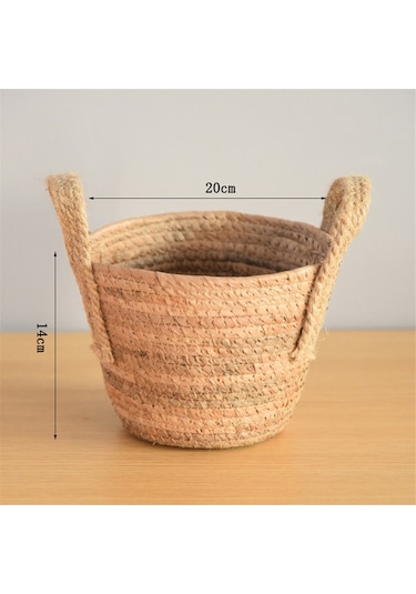 Dokuma Elde Taşınabilen Çiçek Sepetleri Rattan Saksılar Saklama Sepetleri B
