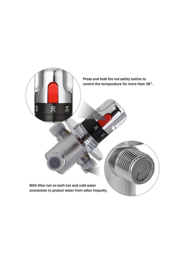 Mufunye Ev Sarı Su Cihazı İçin Sıcaklık Kontrol Valfi - Isı Sabitleyici, 20-50 C Aralığında Su Sıcaklığını Regüle Eden Termostatlı Kran