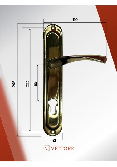 Vettore Altın Plakalı Kapı Kolu 218470057