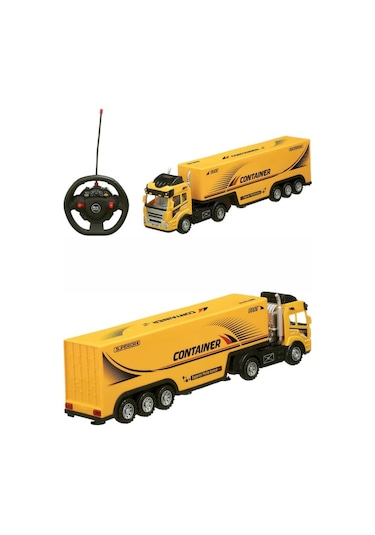 Ctoy Uzaktan Kumandalı Sarı Tır Ve Römork 1:36 Ölçek 27 Mhz Direksiyon Kumandalı Rc Truck