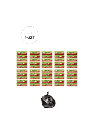 J-250 Jumbo Boy Çöp Torbası 80 X 110 Cm 10 Lu Rulo X 50 Paket 500 Adet Siyah