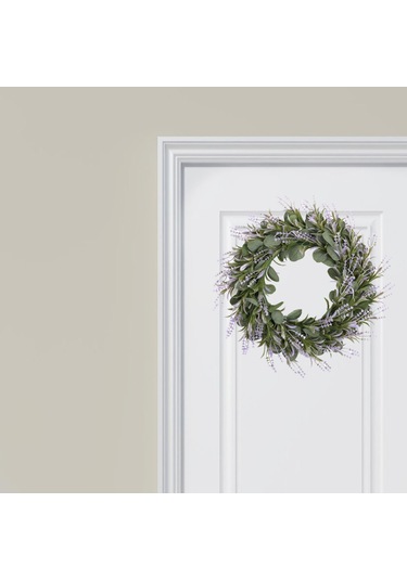 Suntek 22 İnç Lavanta Çelenk Yeşil Yapraklar Garland Mor