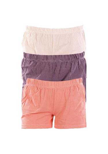 Mor Kadın Kısa Şort Üçlü Paket Likralı Mor