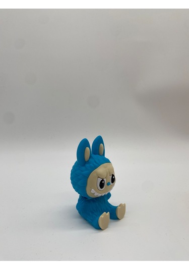 Oturan Dekoratif Labubu Figürü, 3d Baskı, Mavi