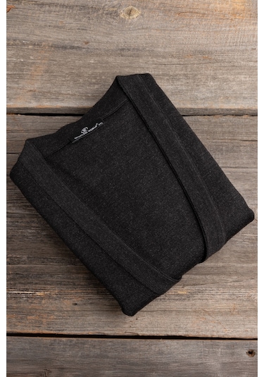 Cepli V Yaka Battal Büyük Boy Düğmeli Yünlü Triko Yelek Antrasit