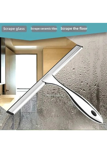 Teltree Ev Ve Ticari Kullanım İçin Paslanmaz Çelik Cam Silici, Tek Taraflı Temizleme, Özellikli Kollü Ve Özlü Lastik Ucu + Kareli Yapıştırıcı Kanca Diğer