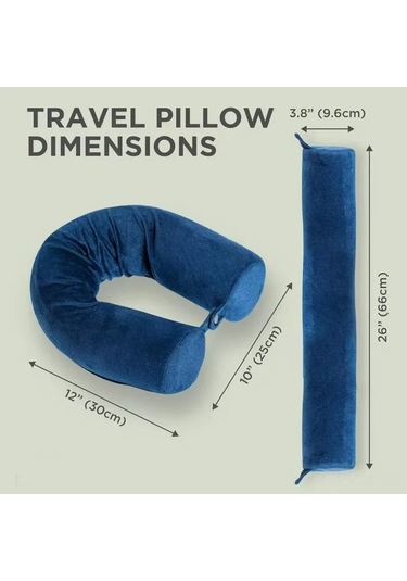 Geeksen Esnek Hafıza Köpük Boyun Yastığı - Öğle Yatması Seyahat Boyun Desteği - Uzun Silindir Kivircik Boyun Yastığı Lacivert Koyu Mavi