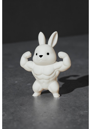 Kaslı Fitness Tavşanı - Full Body Gösteren Kaslı Tavşan Torpido Süsü Araba Aksesuar 1 Adet