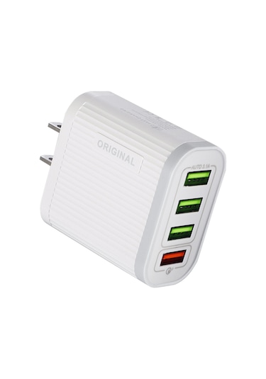 Hızlı Şarj Qc3.0 Usb Hub Duvar Şarj Cihazı Güç Adaptörü İphone X Xs Samsung-beyaz İçin Abd Tak