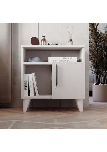 Reyo Home Enda Kommen 3 Bölmeli Kapaklı Komodin Beyaz