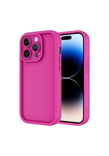 İphone Uyumlu 14 Pro Max Kılıf Kamera Korumalı Klfs Ananas Kapak - Pembe Koyu Pembe Koyu