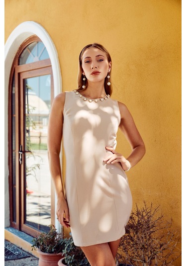 Etnik Güneş Mini Elbise Belce Beji BEJ