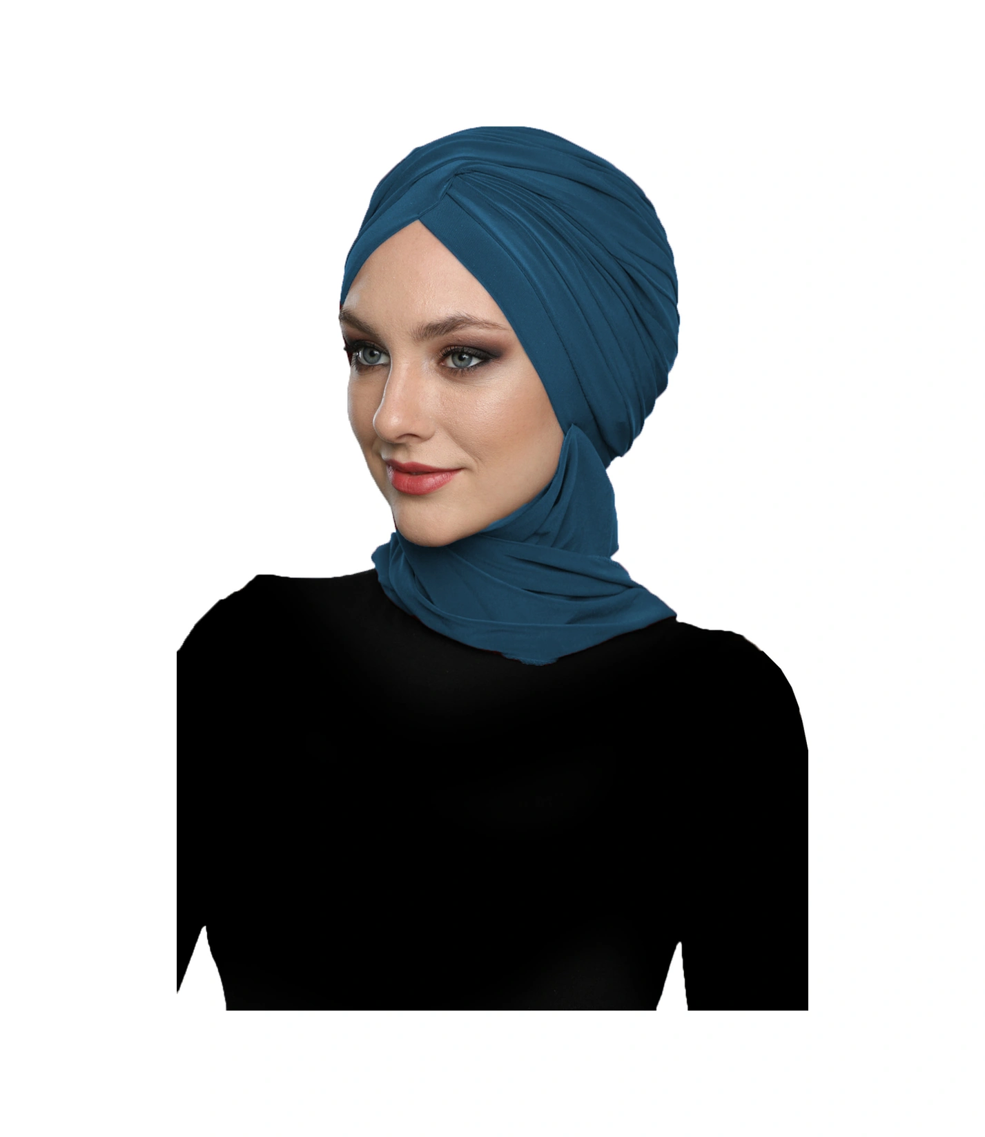 Çapraz W Atkılı Petrol Hazır Türban Tesettür Bone Petrol