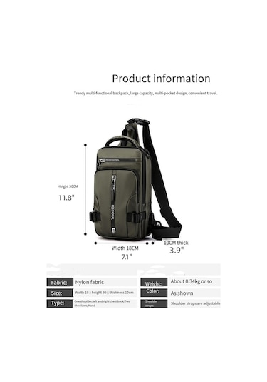 Createtech Yeşil Usb Su Sırt Çantası, Nylon, Geçirmez, Çok Amaçlı, Geniş Kapasiteli Yeşil