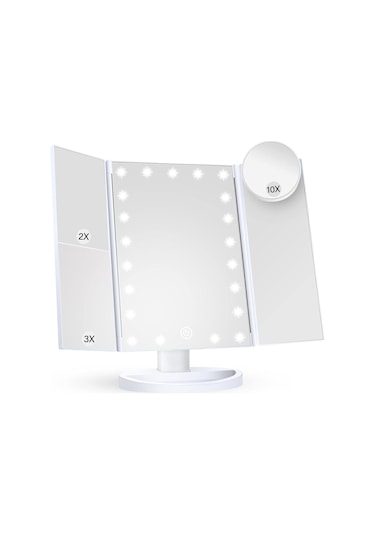 Valkyrie Led Işıklı Katlanabilir Makyaj Aynası Beyaz