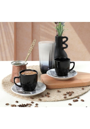 Keramika 4 Parça Kahve Fincan Takımı Magıc Sılındır Kulplu 004-650 20744 A