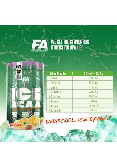 Fa Nutrition Ice Bcaa 60 Servis Citrus & Peach Aroması 375 G
